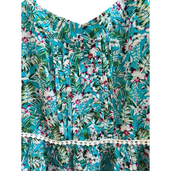 Matilda Jane Tropical Floral Smocked Peplum Spaghetti Strap Top Size Large - Picture 2 of 8